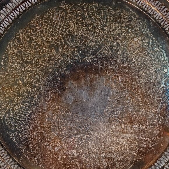 Vtg Silverplate Serving Trays Platters Tree of Life Round WS Blackinton LOT OF 3 - Picture 8 of 16